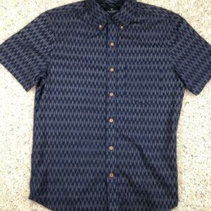 American Eagle Short Sleeve Button Up Mens Small Blue Surf Board Design Shirt
